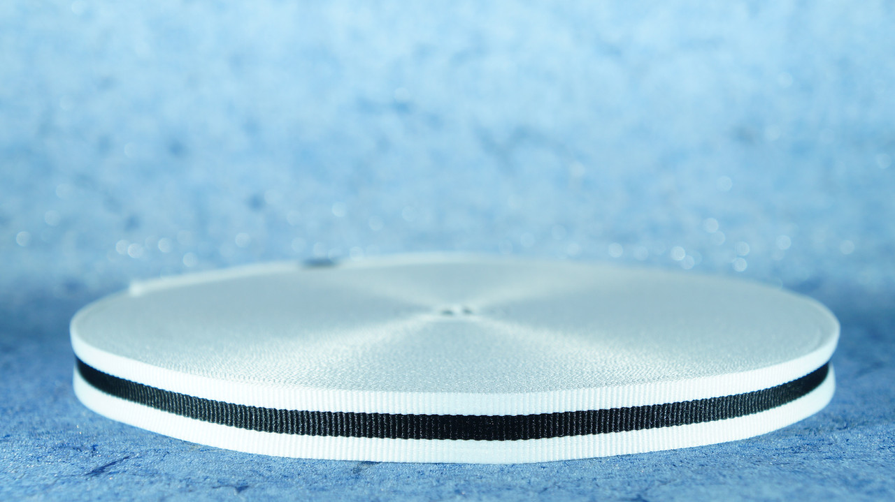 Стрічка репсова 15 мм білий/чорний/білий