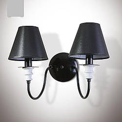 Бра чорне класичне 2-х лампове з чорними ковпаками