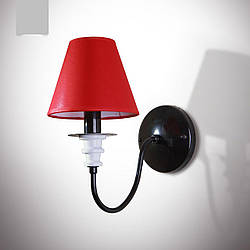 Бра класичне 1 лампове на чорній основі червоний абажур 12311-3 серії "Беатріс"