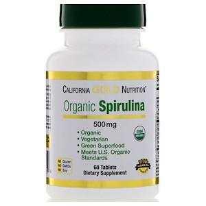 California Gold Nutrition, Spirulina, USDA Certified Organic, Vegetarian, 500 mg, 60 Tablets
