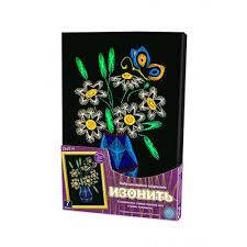 ІЗОНИТКА набір мал 21х31 (7кол) КВІТИ У ВАЗІ картина-панно з ниток муліне