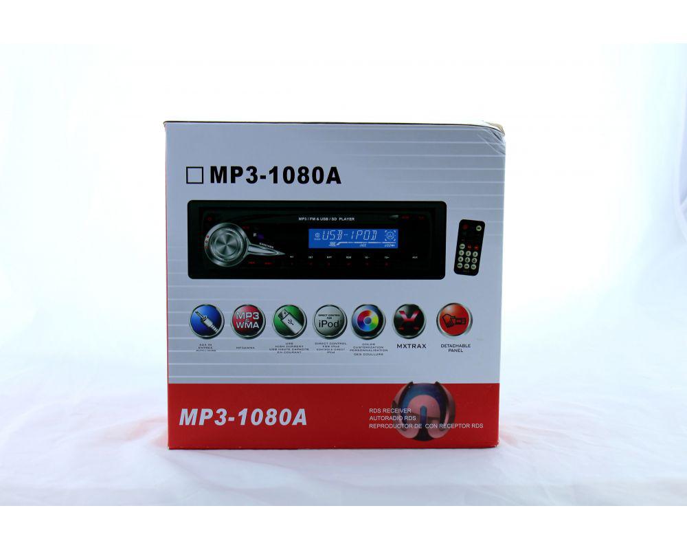 Автомагнитола MP3 1080A съемная панель, автомобильная магнитола 1DIN (съемная панель +ISO) SD, USB, AUX - фото 2 - id-p668356204