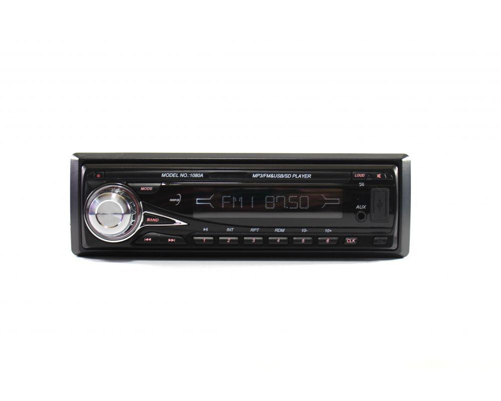 Автомагнитола MP3 1080A съемная панель, автомобильная магнитола 1DIN (съемная панель +ISO) SD, USB, AUX - фото 1 - id-p668356204