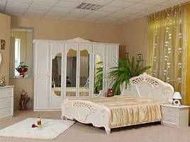 Ліжко з ДСП/МДФ в спальню беж Олімпія 1,6х2,0 з каркасом Миро-Марк