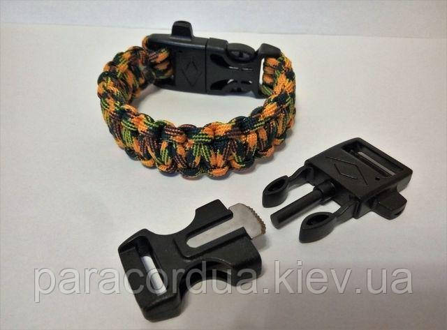 Браслет виживання з паракорда плетіння Кобра, 4 в 1 (паракорд, кресало-кресало, свисток, ріжуча кромка)