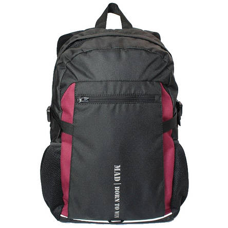 Городской рюкзак TAMIX MAD черный, бордовые вставки, фото 2