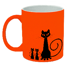 Неонова матова чашка c котами, яскраво-помаранчева