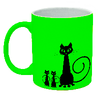 Неоновая матовая чашка c котами, ярко-зеленая