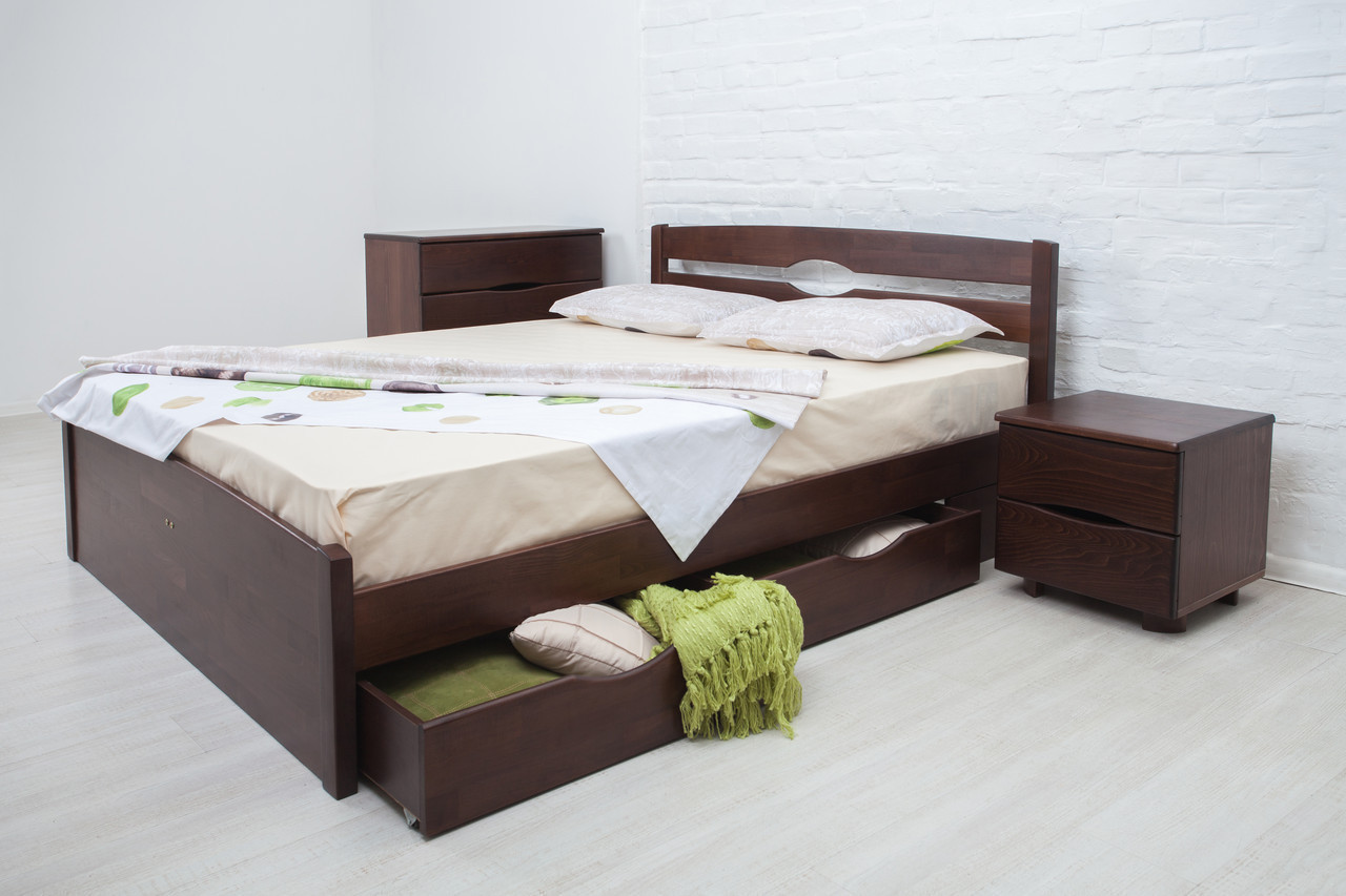 Ліжко дерев'яне "Ликерія-Люкс" з ящиками (серія Марія) Мікс Меблі