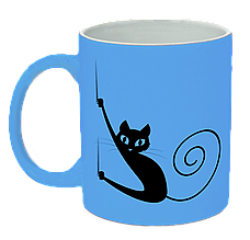 Неонова матова чашка c котом, яскраво-блакитна