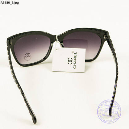 Оптом брендові окуляри сонцезахисні жіночі Chanel - Чорні - А5180, фото 3
