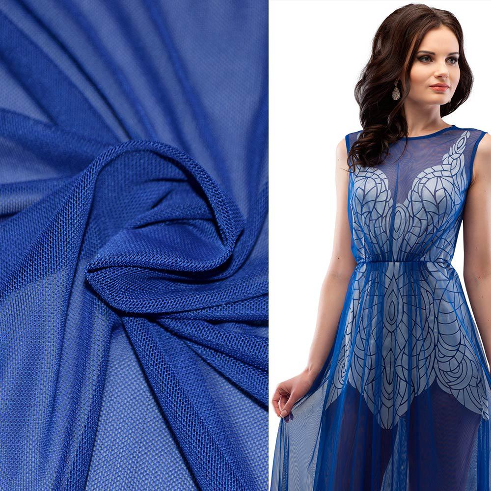 Сітка стрейчева щільна синя (електрик) ш.160