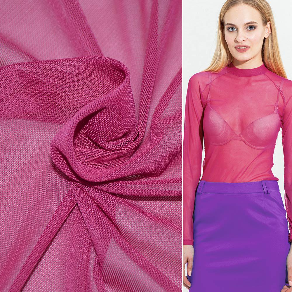 Сітка стрейчева щільна малинова ш.160