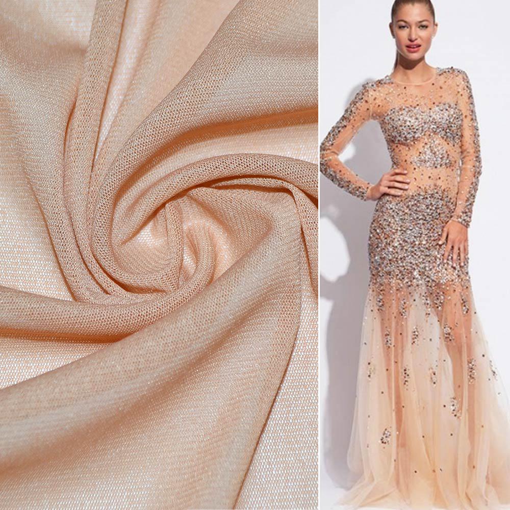 Сітка стрейчева щільна бежево-персикова ш.160