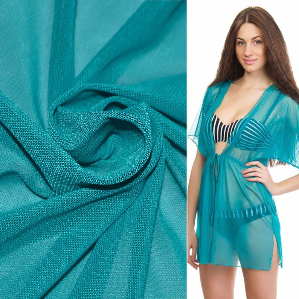 Сітка стрейчева щільна бірюзова ш.160