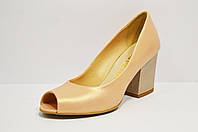 Туфли с открытым носком золотистые Aspena 1328 39 размер 25 см
