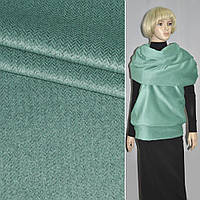 Пальтова тканина з ворсом меланж ялинка на чорному тлі бірюзова