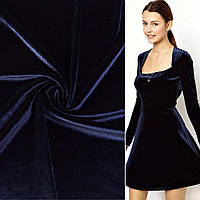 Велюр стрейч синій темний ш.160