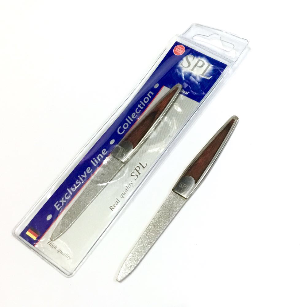 Пилка металева для нігтів із сапфіровим напиленням і дерев'яною вставкою, SPL90153,12 см