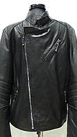 Куртка шкіряна чоловіча на блискавці косуха  довжина 65 см 44р 46р 48р колір чорний