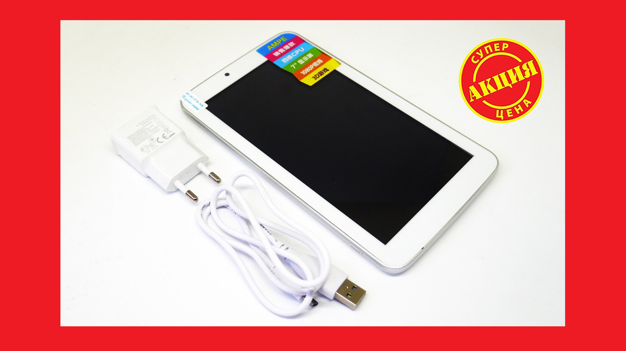 7" планшет Ampe A77 - 4Ядра+512Mb Ram+8Gb Rom + Android 4.4 - фото 2 - id-p668732522