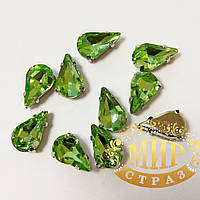 Cтразы в цапах, Капля 8*13, Цвет Peridot