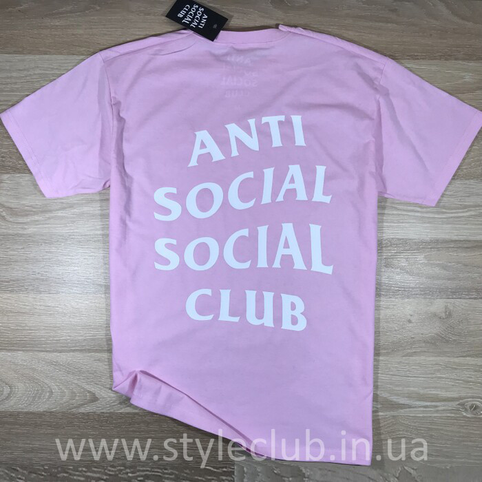 Футболка Anti Social social club чоловіча рожева. Живі фото