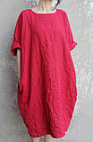 Плаття зі щільного льону бочка, бохо, трапеція широка осінь-весна. Великий і стандартний розмір. Колір на вибір, фото 3