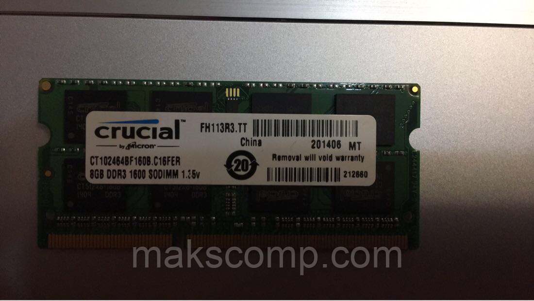 Пам'ять Crucial 8Gb So-DIMM PC3L-12800S DDR3-1600 1.35 v
