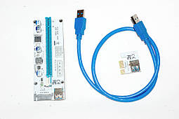 Райзер Sata 6 Pin Molex v008S USB 3.0 PCI-E 1X - 16X Riser для відеокарт 60см плата розширення майнінг