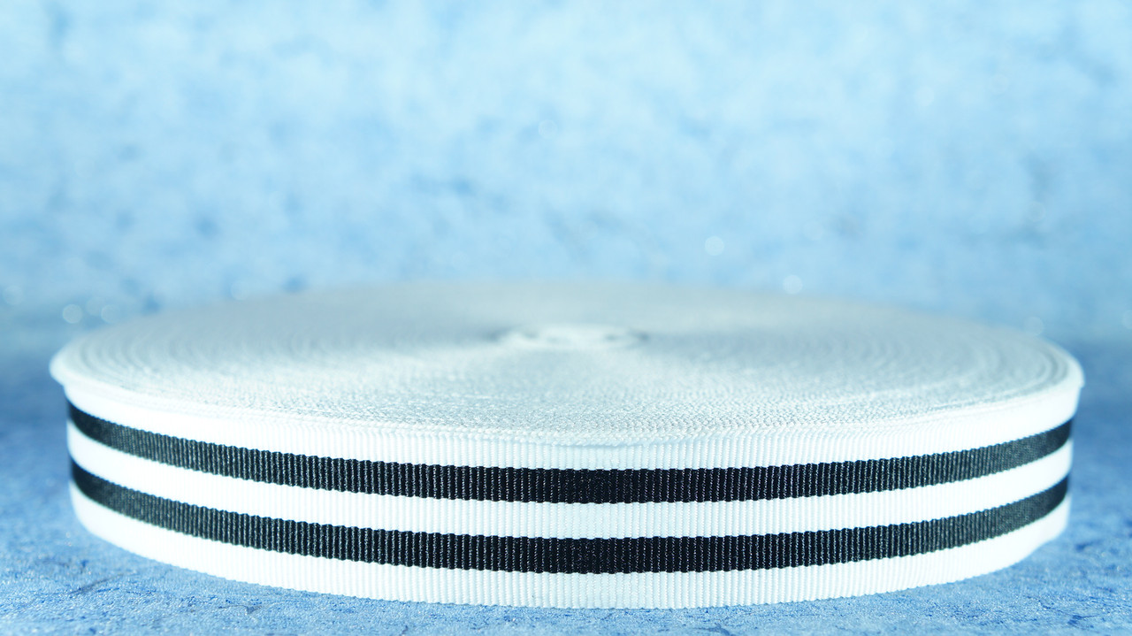 Стрічка репсова 30 мм білий/чорний/білий/чорний/білий 50 м