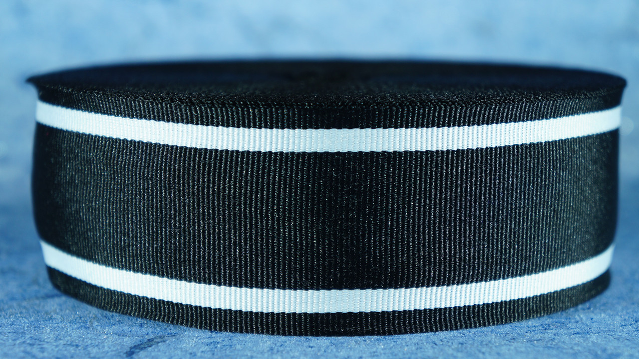 Стрічка репсова 6 см чорний/білий/чорний/білий/чорний 50 м