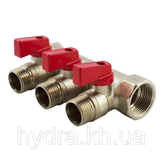 Колектор із кульовими кранами 1" x 1/2"/4 виходи FADO (KSR14)