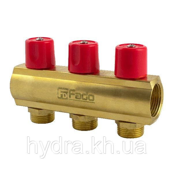 Балка колекторна з вентилями 1"x3/4"/6 виходів FADO (KBV06)