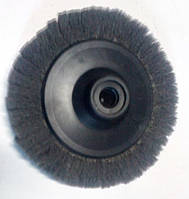 Шлифовальный круг лепестковый 150 мм скотч брайт Р600 серого цвета с резьбой М14