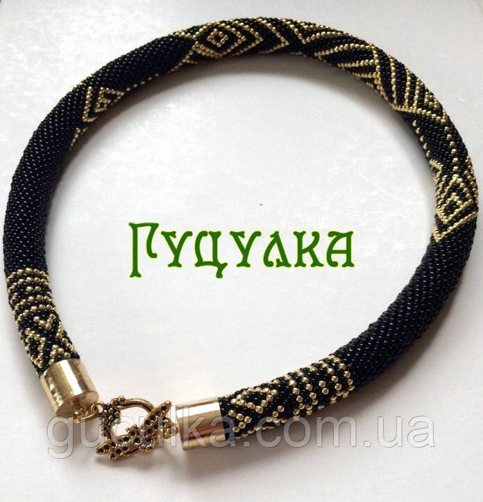 Джгут кольє ручної роботи  "Чорна магія" з японського бісеру, фото 1