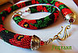 Набір прикрас джгут та браслет ручної роботи  "Червоний мак", фото 2