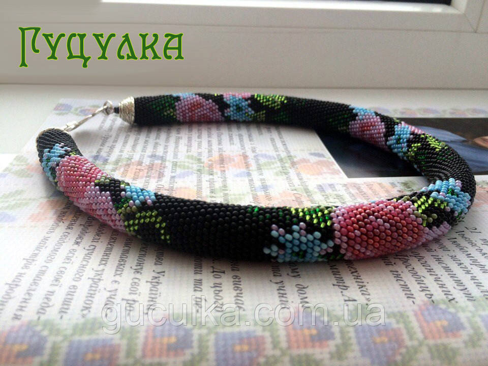 Кольє намисто джгут ручної роботи  "Квітковий Рай" з чеського бісеру, фото 1