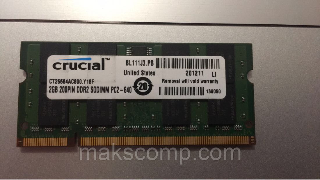 Пам'ять So-dimm Crucial 2Gb PC2-6400S