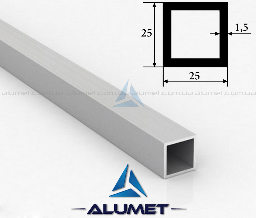 Труба алюмінієва 25х25х1.5 мм без покриття ПАА-1067 (БПЗ-0584)