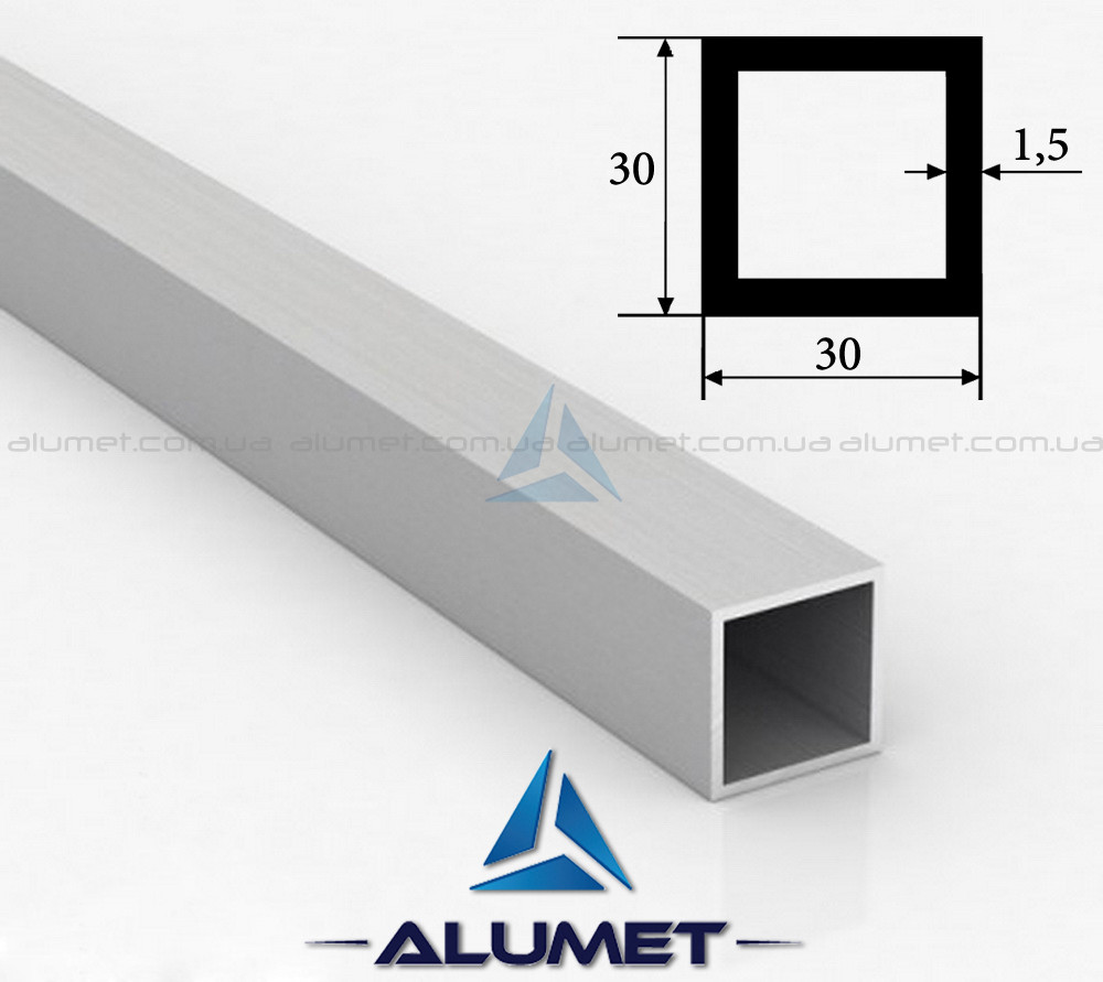 Труба алюмінієва 30х30х1.5 мм без покриття ПАА-1168 (БПЗ-0587)