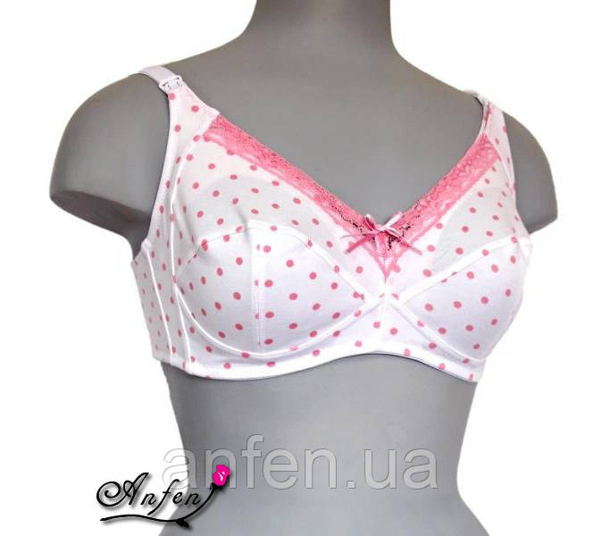Бюстгальтер Bretele для мам, що годують з ніжним малюнком 75C, 80C, 85C, горошок - біло-рожевий, 75C, 80C, 85C