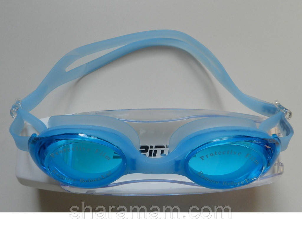 Окуляри для плавання блакитного кольору (антифог, універсальний)