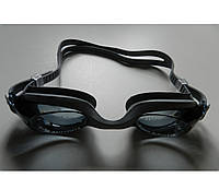 Очки для плавания универсального размера (силиконовая переносица, антифог, серый/чёрный цвет)