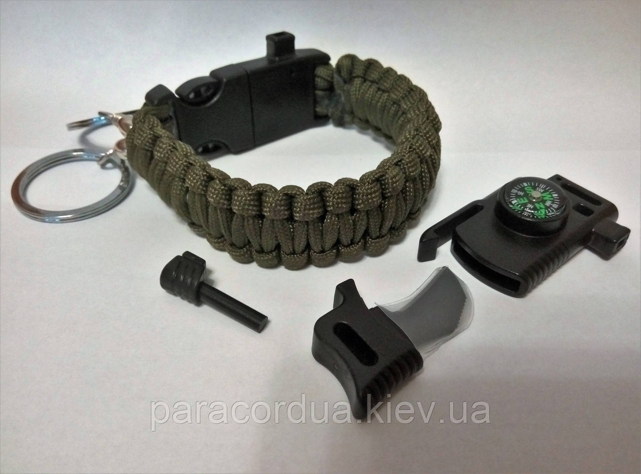 Браслет виживання з паракорда 5 в 1 з Пилкою, "Плетіння Кобра"