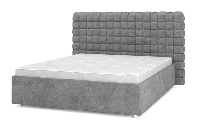 Кровать-подиум Квадро Люкс дереянный каркас с матрасом, ткань Алексис 08 Grey