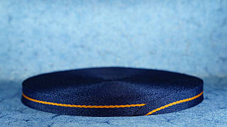 Стрічка киперна 20 мм синій/жовтогарячий/синій 50 м