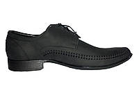 Кожаные польские мужские стильные черные классические туфли 41р Basso