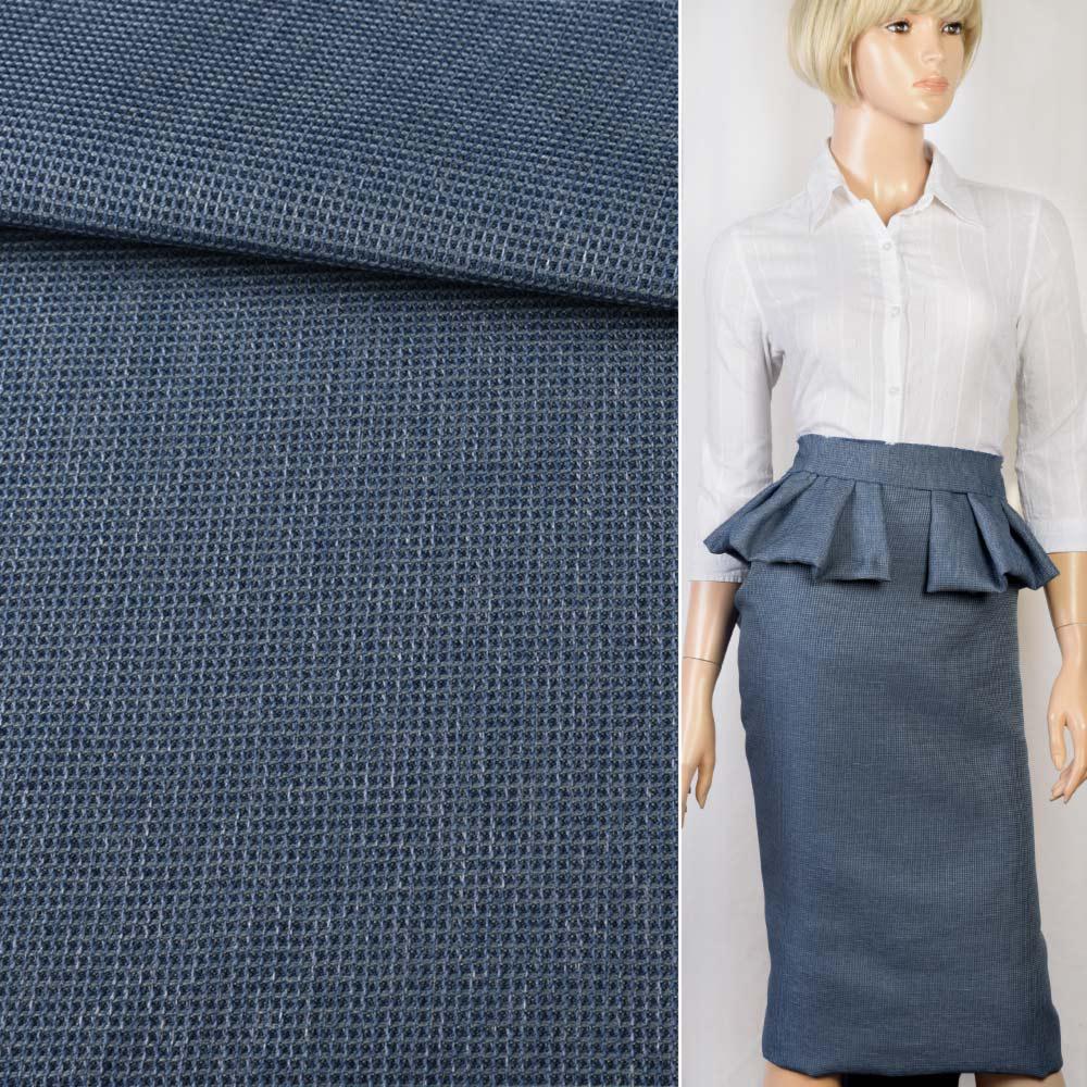 Рогожка костюмна з віскозою синя меланж, ш.145