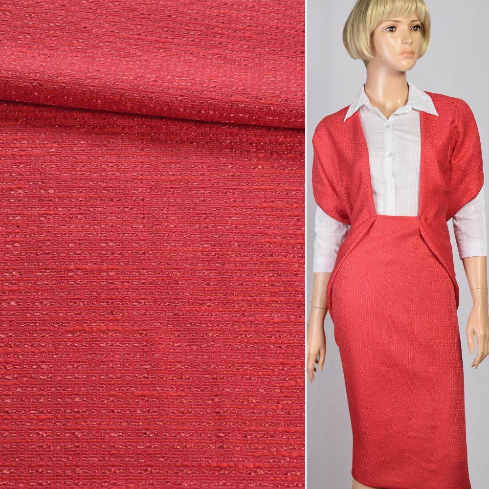 Рогожка віскозна червона з смугами, ш.150